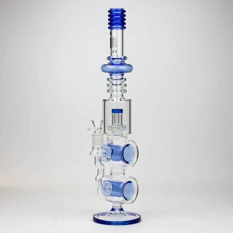 Infyniti - Double Ring Glass Bong - Blue - 18.5"