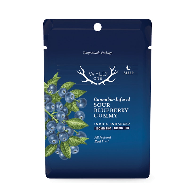 WYLD Edibles: WYLD Ones 1:1 CBN Sour Blueberry Gummies (I) 100mg