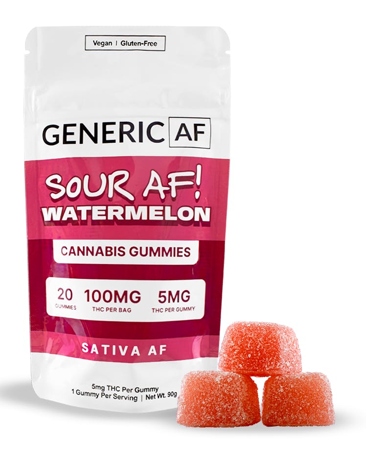 Generic AF Sour AF Watermelon | Gummies | 100mg | 20 Pack | Central Processors NY