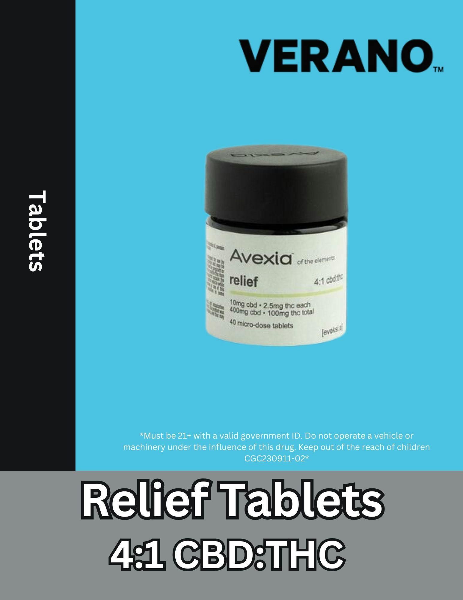 Relief Tablets 40ct 4 1 CBD THC
