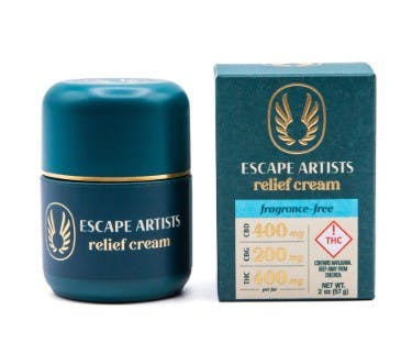 Escape Artists - Unscented Relief Cream 2:1:2 (400mg THC/200mg CBG/400mg CBD)