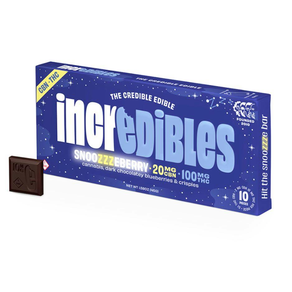 Product Incredibles - Snoozzzeberry - 100mgTHC - 200mgCBN - Chocolates