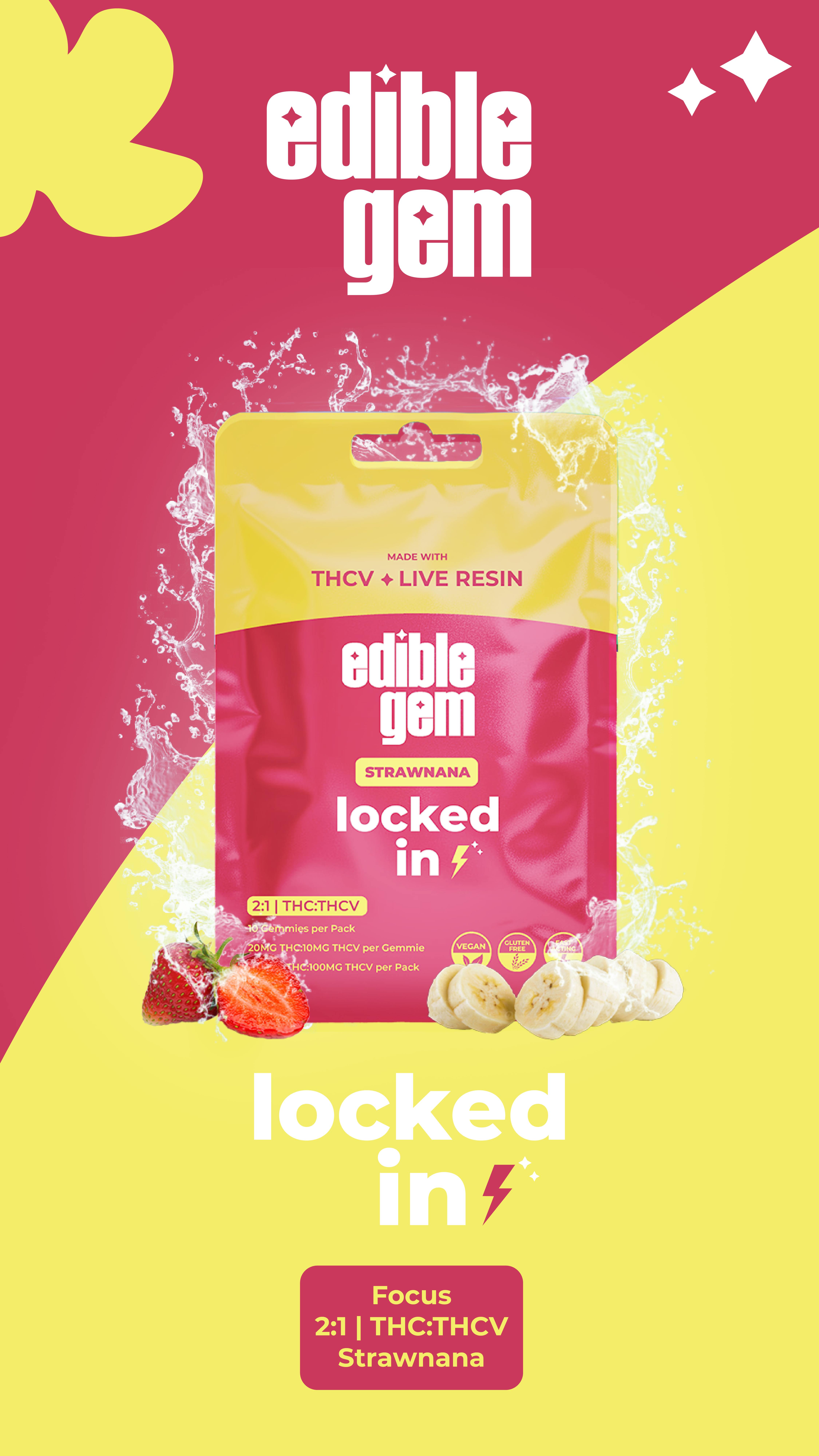 Edible Gems Edible Gems | Gummies | Strawnana | Locked in 2:1 THCV