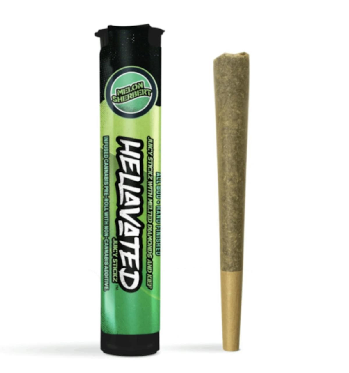 Photo of Hellavated Melon Sherbert 0.75g Juicy Stickz Infused Preroll