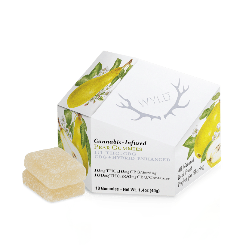 WYLD Pear 1:1 CBG + Hybrid Gummies