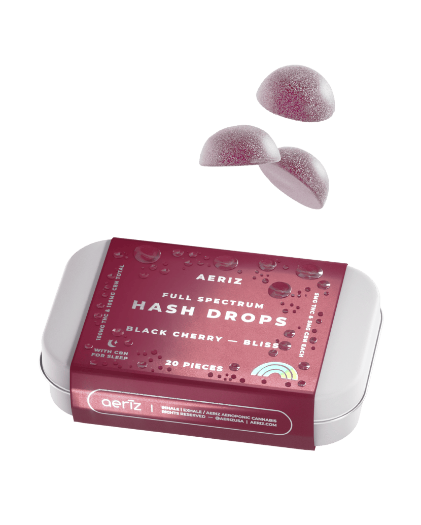 Aeriz - Hash Drops Gummies 1:1 - Black Cherry (I) (100mg THC/100mg CBN)