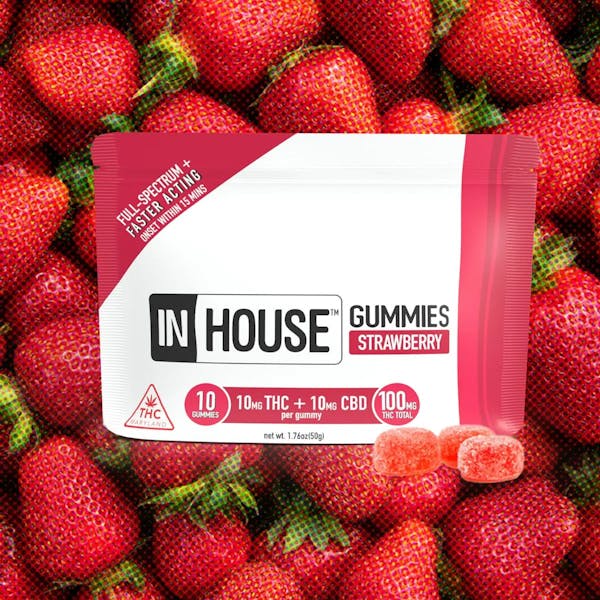 Strawberry 1:1 (THC:CBD) - 100mg Fast Acting Gummies - In House