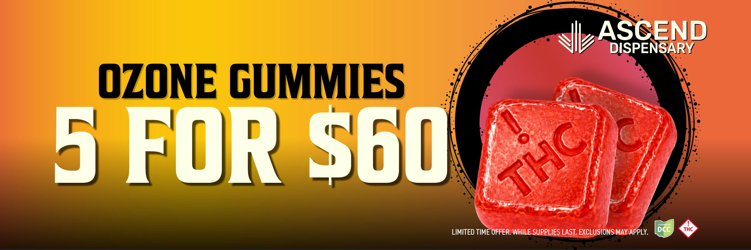 5/$60 Ozone 100mg Gummies Packs