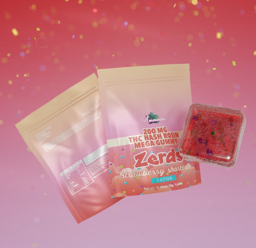 Amnesia | 200mg Hash Rosin Gummies 5pk | Strawberry Shortcake