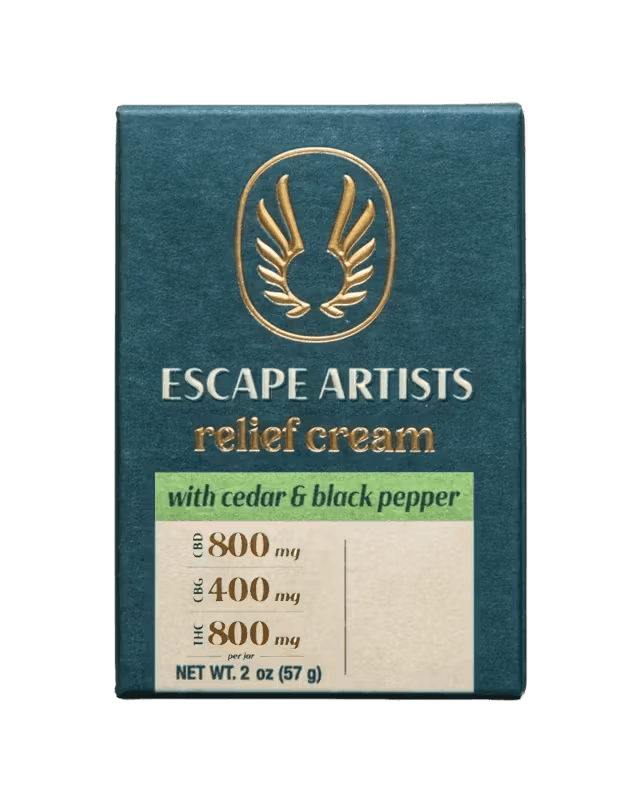 Escape Artists | Cedar & Black Pepper Relief Cream | 800mg