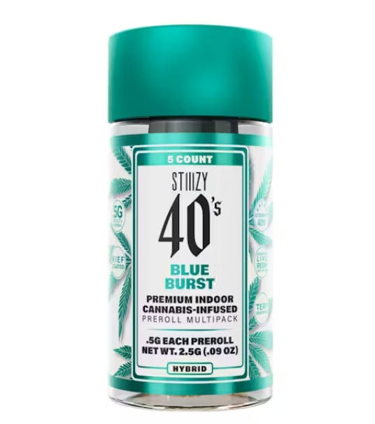 Product: STIIIZY | Blue Burst | Infused Baby Pre-rolls | 0.5g x 5 (2.5g) | Hybrid