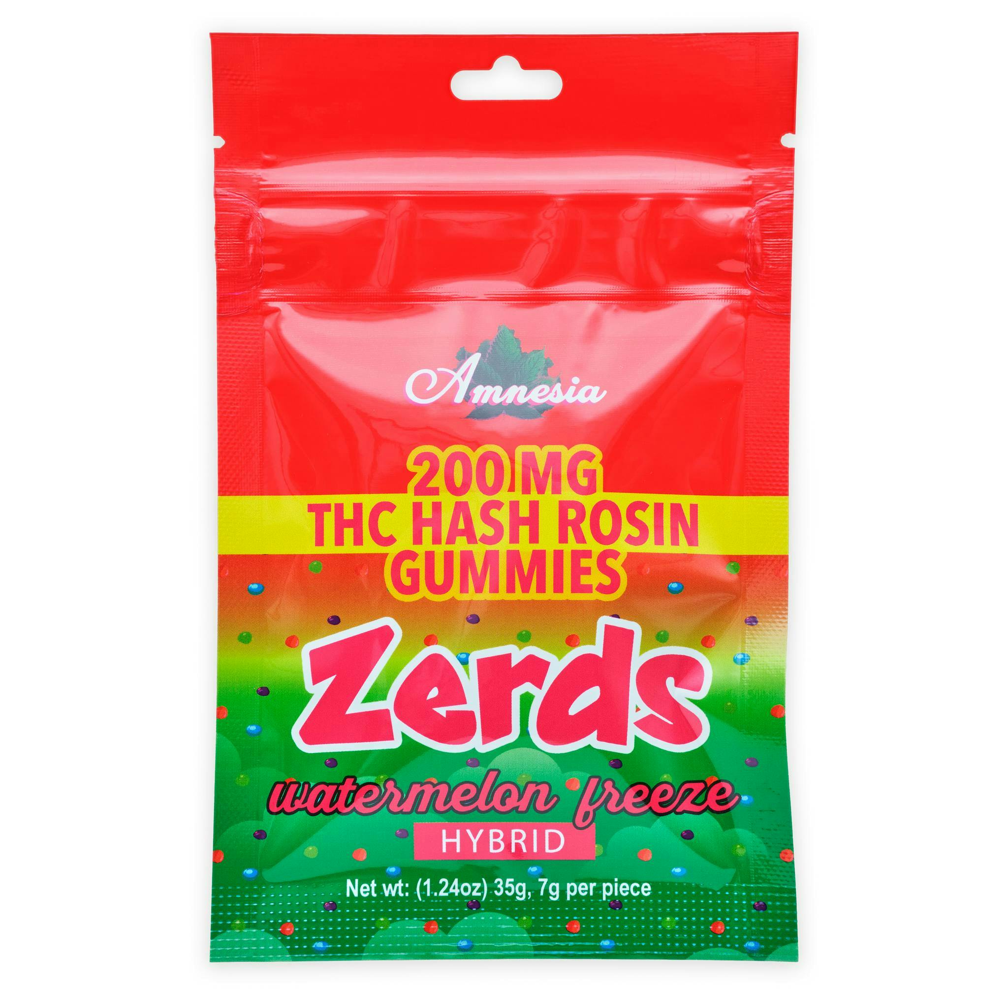 AMNESIA | ZERDS WATERMELON FREEZE | HASH ROSIN GUMMIES | 5PK | HYBRID