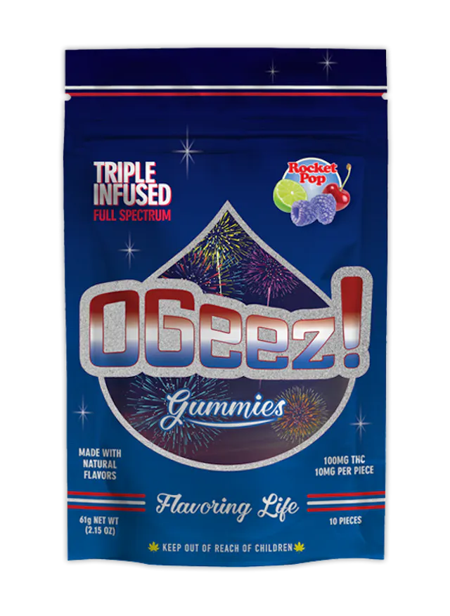 OGeez! Triple Infused Full Spectrum Rocket Pop 10pk/100mg (hybrid, gummies, 2.8g)