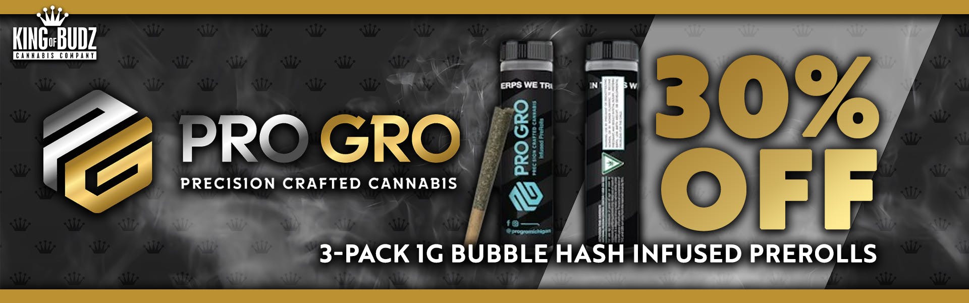 Pro Gro - 3-Pack 1g Bubble Hash Infused Prerolls - 30 Percent Off