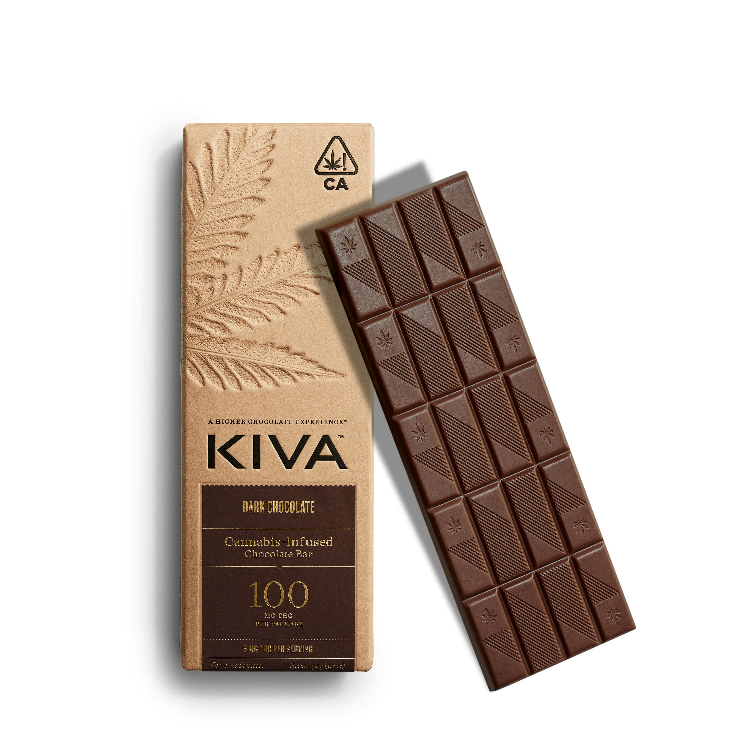 Kiva Bars Dark Chocolate 100mg
