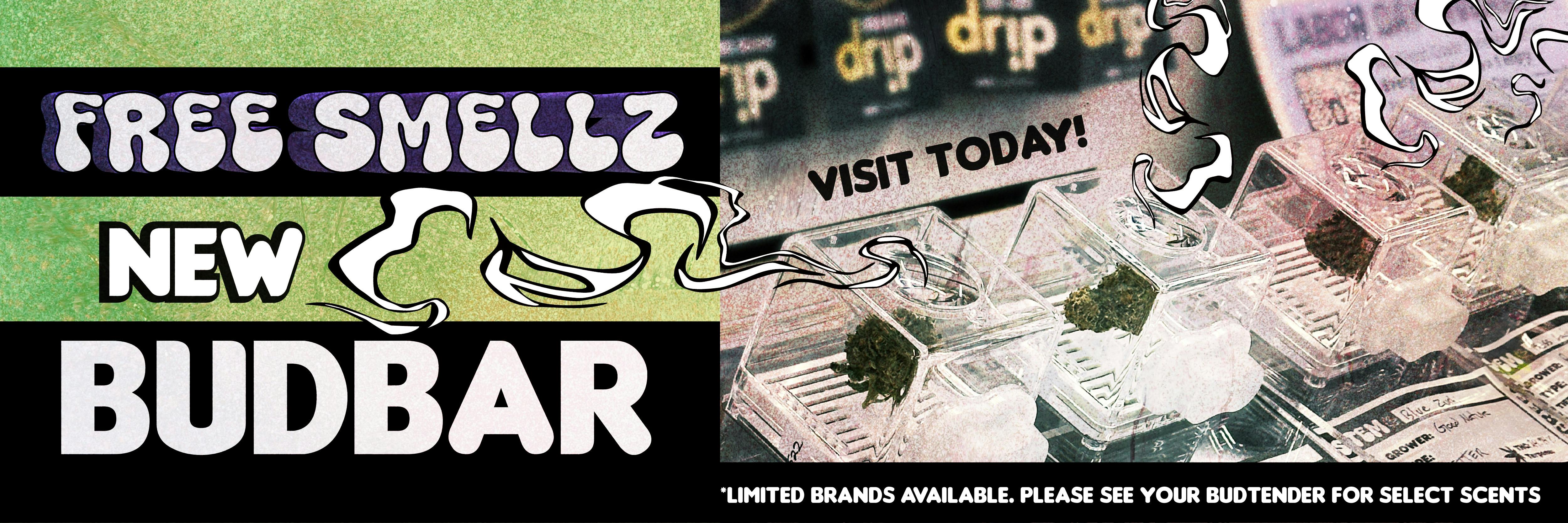 Greenstem new budbar - "free smells" - come smell fresh cannabis flower before you buy
