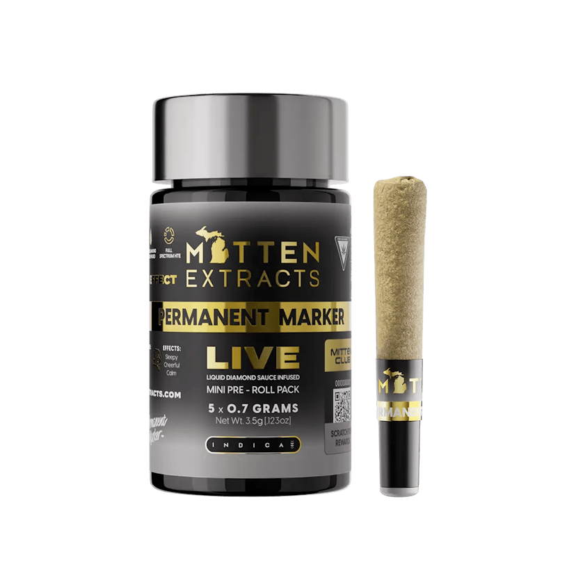Mitten Extracts | 0.7g x 5 Sauce Infused Prerolls | Permanent Marker