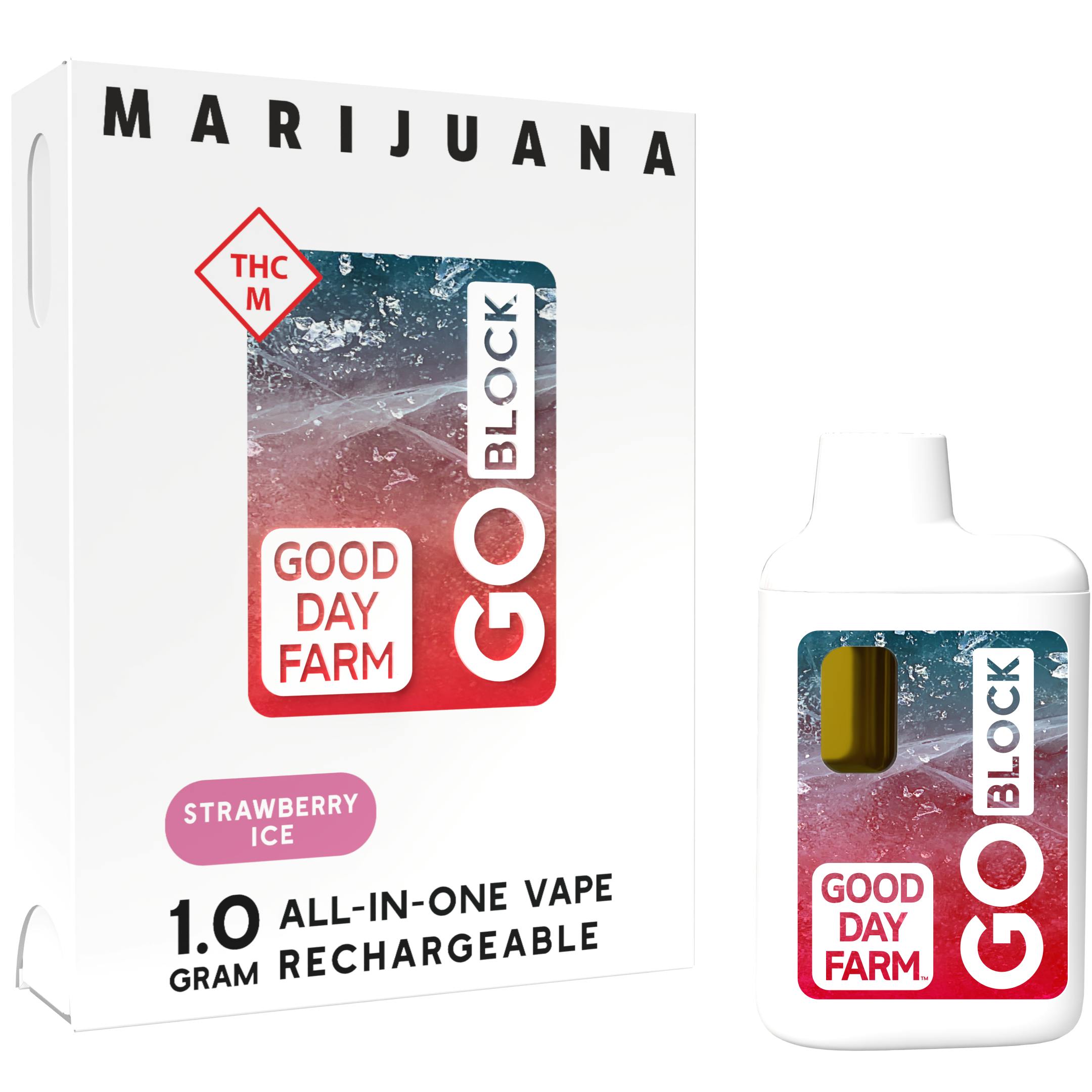 GDF: GO Block Vape | Strawberry Ice | All-In-One | 1g | GDF