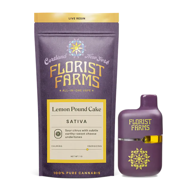 Florist Farms Lemon Pound Cake | Live Resin | All-In-One Vape | 1G