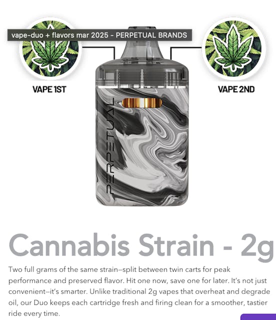 Jack Herer x Granddaddy Purple (S/I) | 2g | Duo Disposable | Perpetual - Image 2