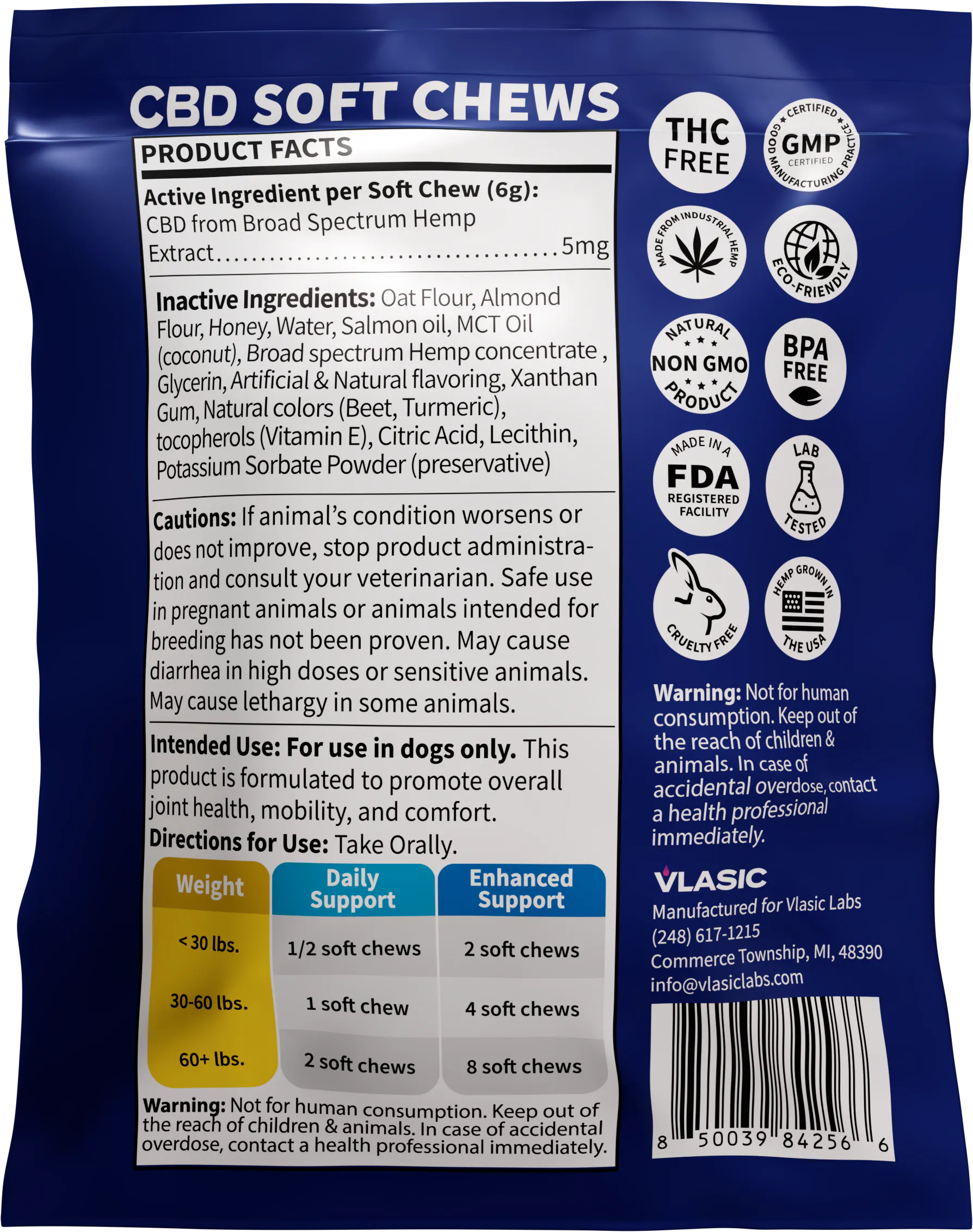Vlasic Labs | 20mg CBD Dog Chews [5mg 4pk] | Salmon Flavor
