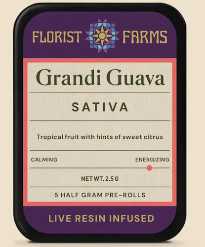 Grandi Guava | Live Resin Infused Pre-Rolls | 5pk | 2.5g-active