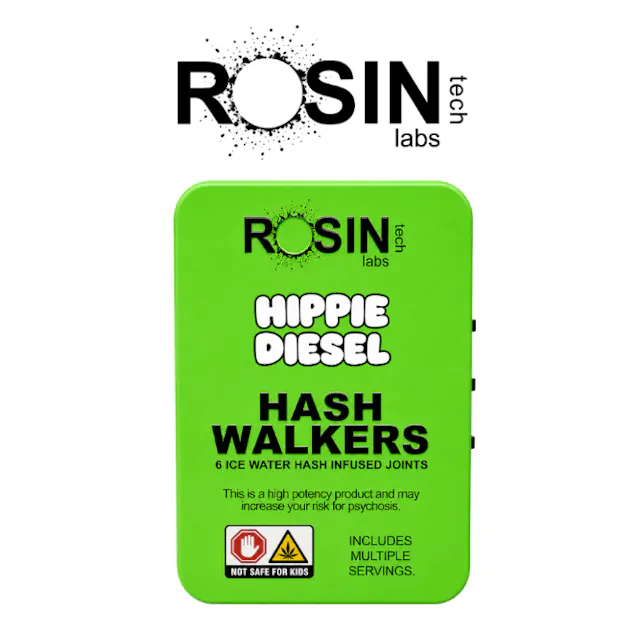 Rosin Tech Labs Hash Walkers Hippie Diesel 6pk/3g (sativa hybrid, infused pre roll packs)