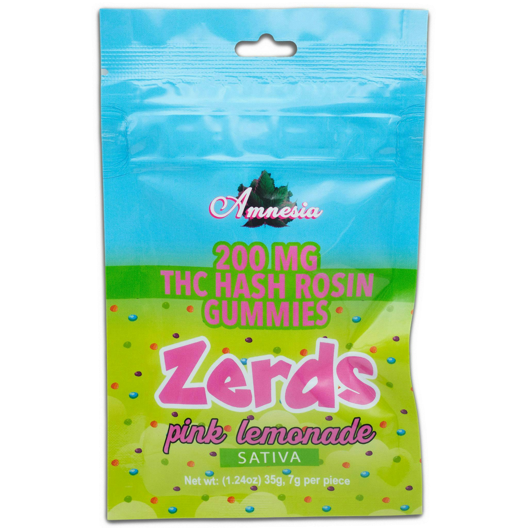 AMNESIA | ZERDS PINK LEMONADE | HASH ROSIN GUMMIES | 5PK | SATIVA