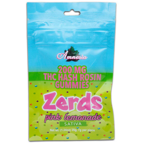 Amnesia - 200mg Zerds Hash Rosin Gummies - Pink Lemonade
