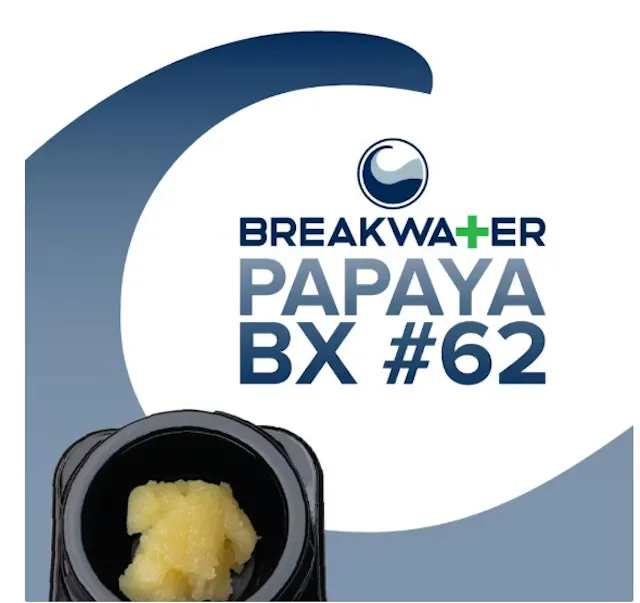 Breakwater Live Hash Rosin Papaya BX #62 1g (hybrid, live rosin)