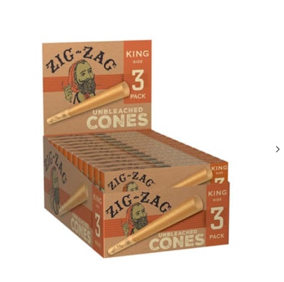 Product NC Zig-Zag Cones - King Size Unbleached 3pk