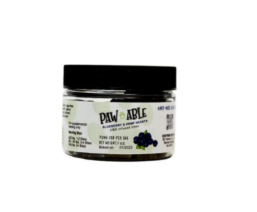 Product: Pawable | Blueberry & Hemp Hearts | 130mg CBD | 25 Count Jar