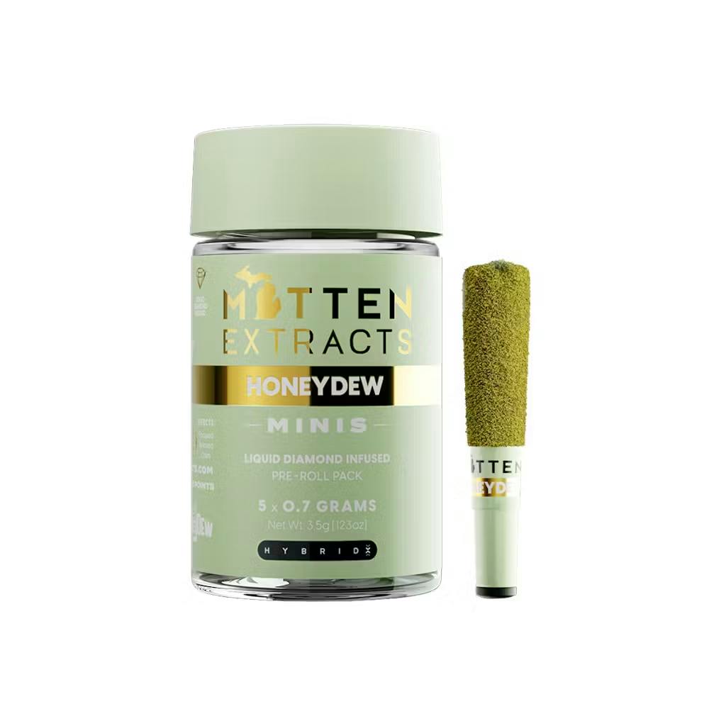 Mitten Extracts - 5-Pack .7g Infused Prerolls - Honeydew (H)