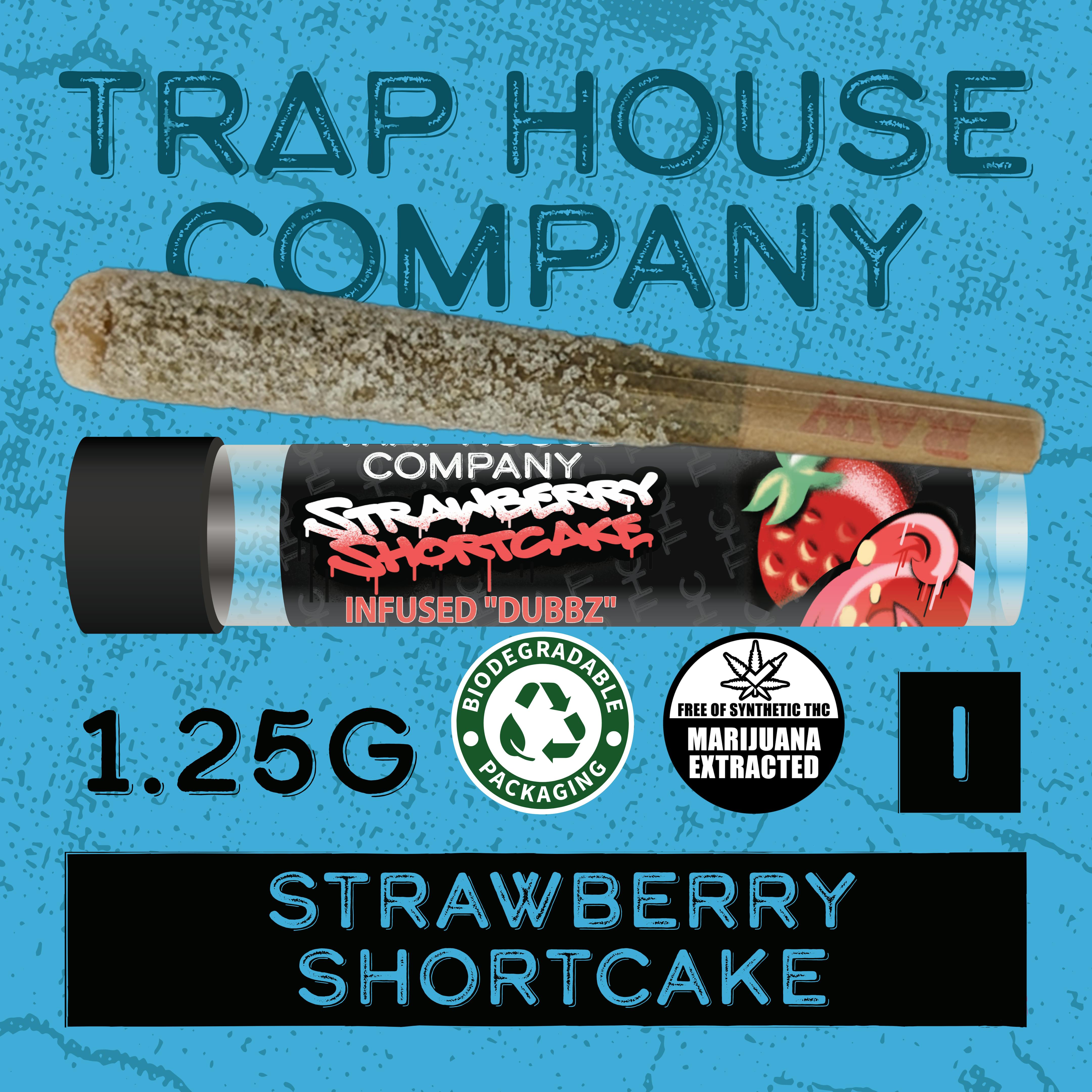 Product: Trap House Dubbz | Strawberry Shortcake | THC-A Infused Pre-roll Indica