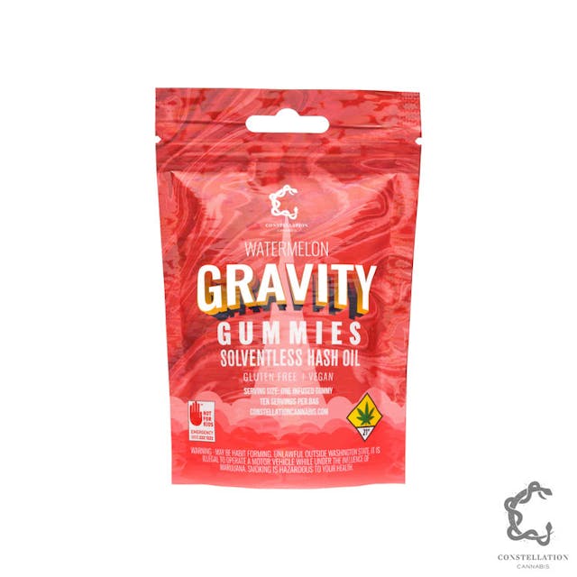 Take your cannabis experience to a whole new level with Constellation Cannabis' Gravity Gummies! Enjoy the delicious taste of all-natural fruit puree pectin, with the added benefit of our solventless hash rosin for a powerful, balanced high. Gluten-free and vegan, these gummies are perfect for an enjoyable, guilt-free indulgence. -- Hash Oil // Vegan // GF // Full Spectrum -- Each individual full-spectrum gummy contains a 10mg dose.r