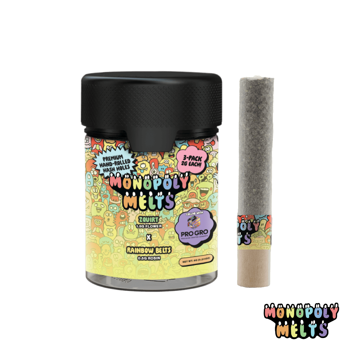 Monopoly Melts x GT - 3-Pack 2g Hash Rosin Infused Donuts - Zquirt x Rainbow Belts