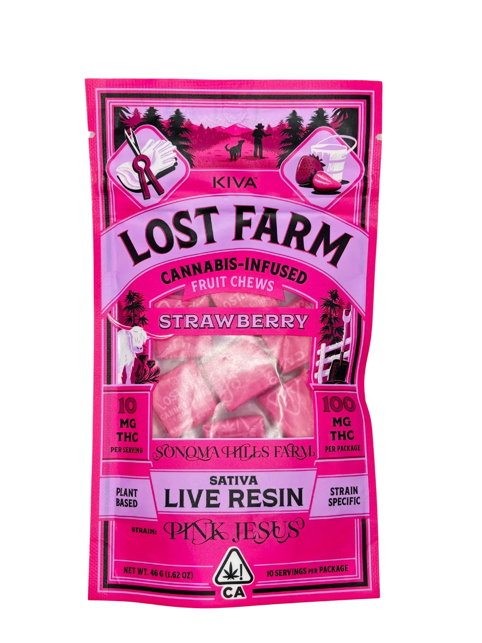 Kiva Lost Farm Fruit Chew - Pink Jesus - Strawbery 100mg at