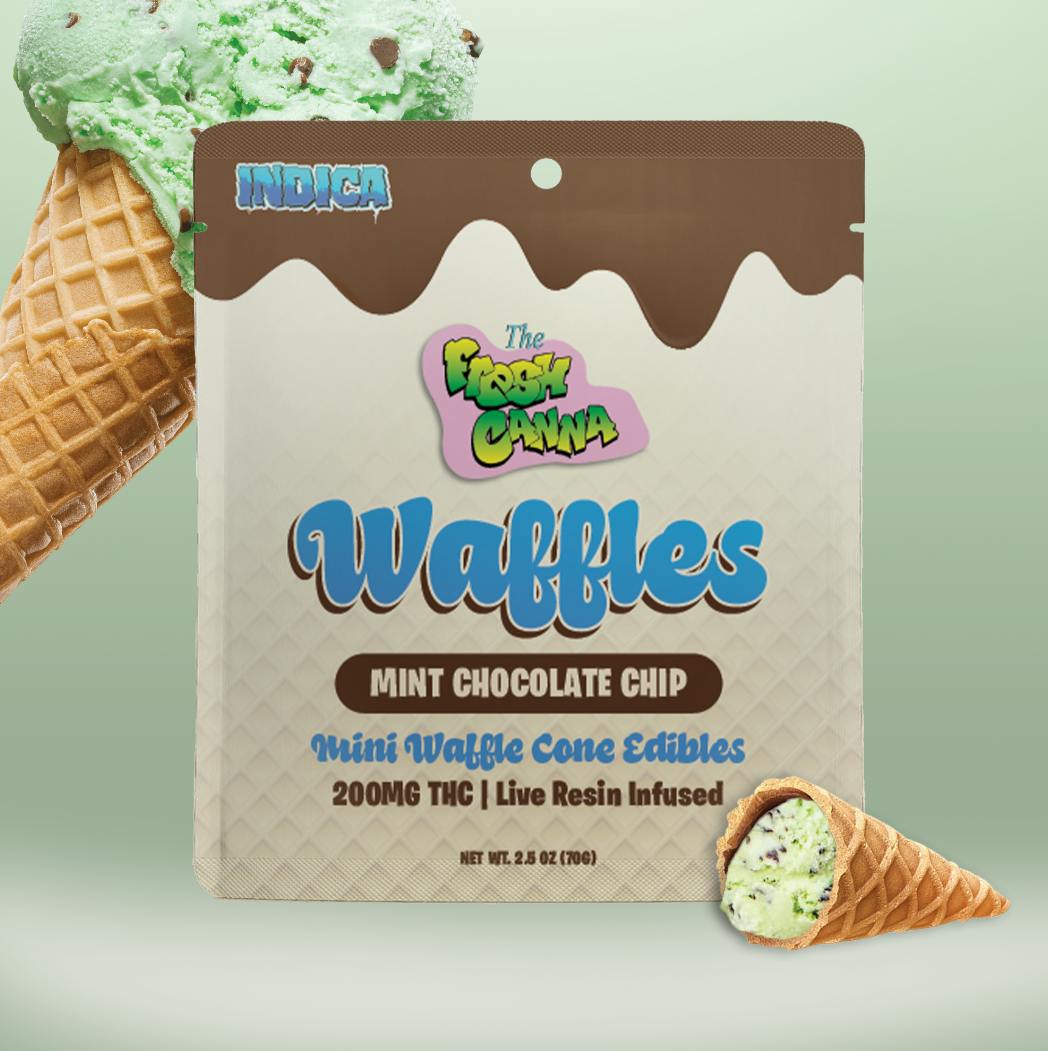 Product: Fresh Canna | Mint Chocolate Chip Live Resin Mini Waffle Cones 10pk Bites 200mg