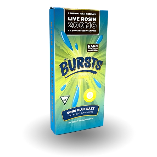 Sauce | Bursts Sour Blue Razz Live Rosin Gummies 4pk | 200mg