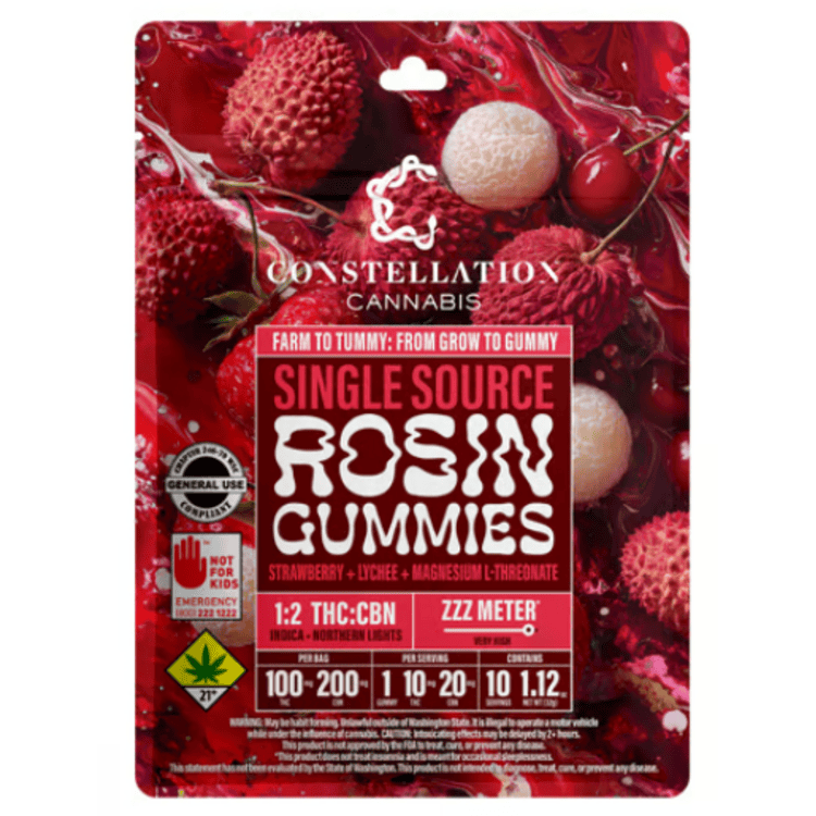 Constellation: THC/CBN 1:2 Strawberry Lychee + Magnesium L-Threonate - Hash Gummies 10pk 300mg