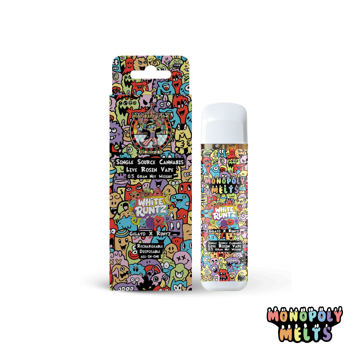 Monopoly Melts - .5g Live Rosin Disposable - White Runtz