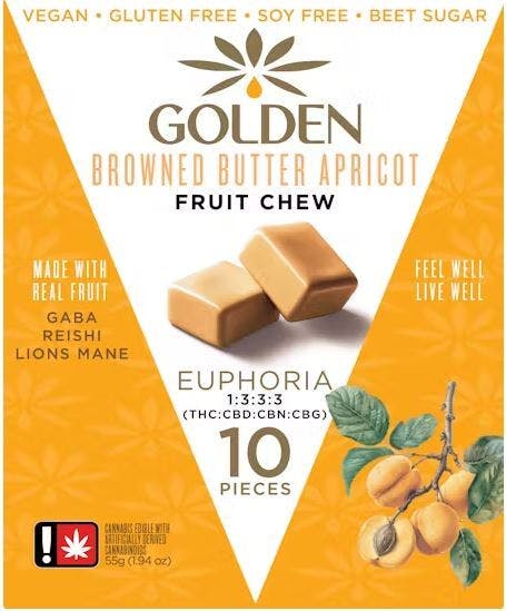 Golden Fruit Chews | 10pk Browned Butter Apricot - 1:3:3:3 THC/CBD
