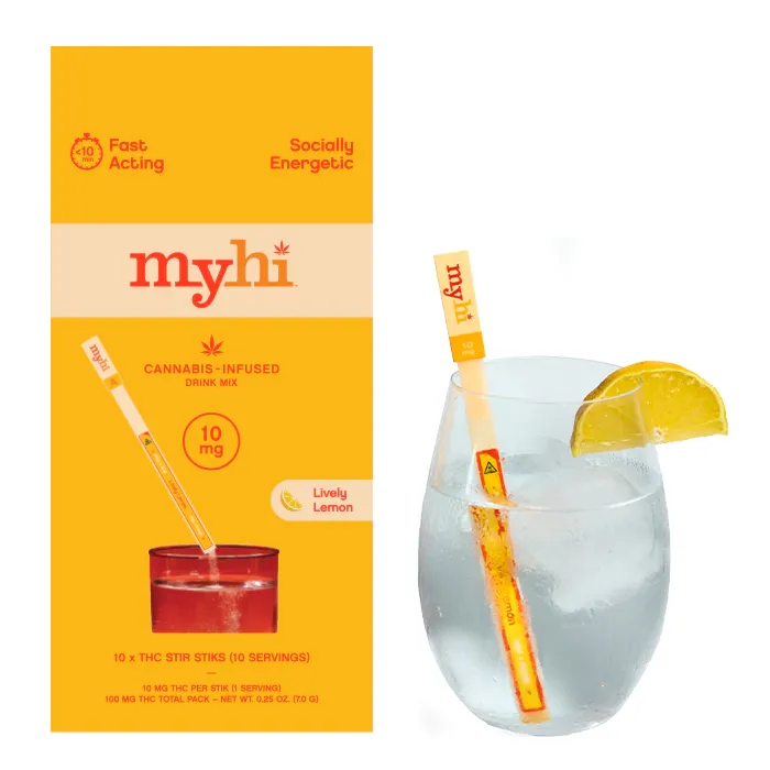 MyHi - Lively Lemon THC Stir Sticks 10pk - 100mg | Kaya Bliss