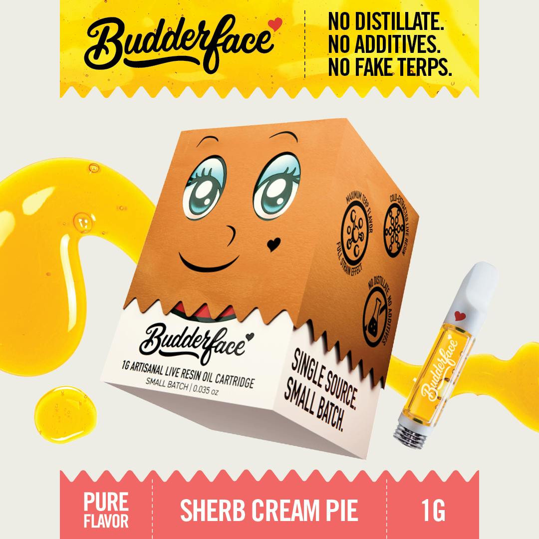 BUDDERFACE | Sherb Cream Pie | 1G | Artisanal Live Resin 510 Disposable Cart
