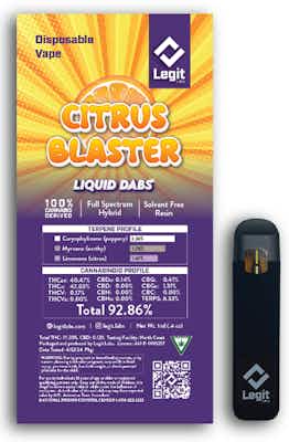Product: Citrus Blaster | Cured Resin Disposable | Legit Labs