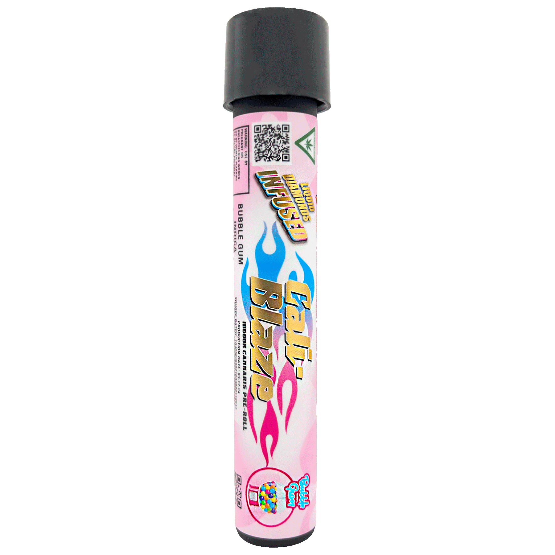 Product: Cali Blaze | Bubble Gum | Infused Pre-roll | 1.2g | Indica