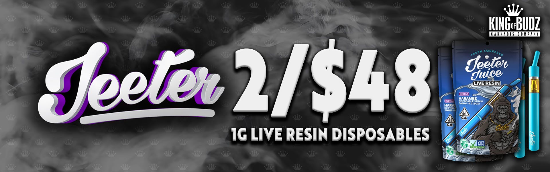 Jeeter 1g Live Resin Disposables - 2 for $48