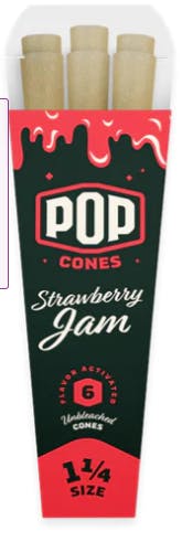 Pop Cones 'STRAWBERRY JAM ' 1 1/4 Size Pre-Rolled Retail Cones