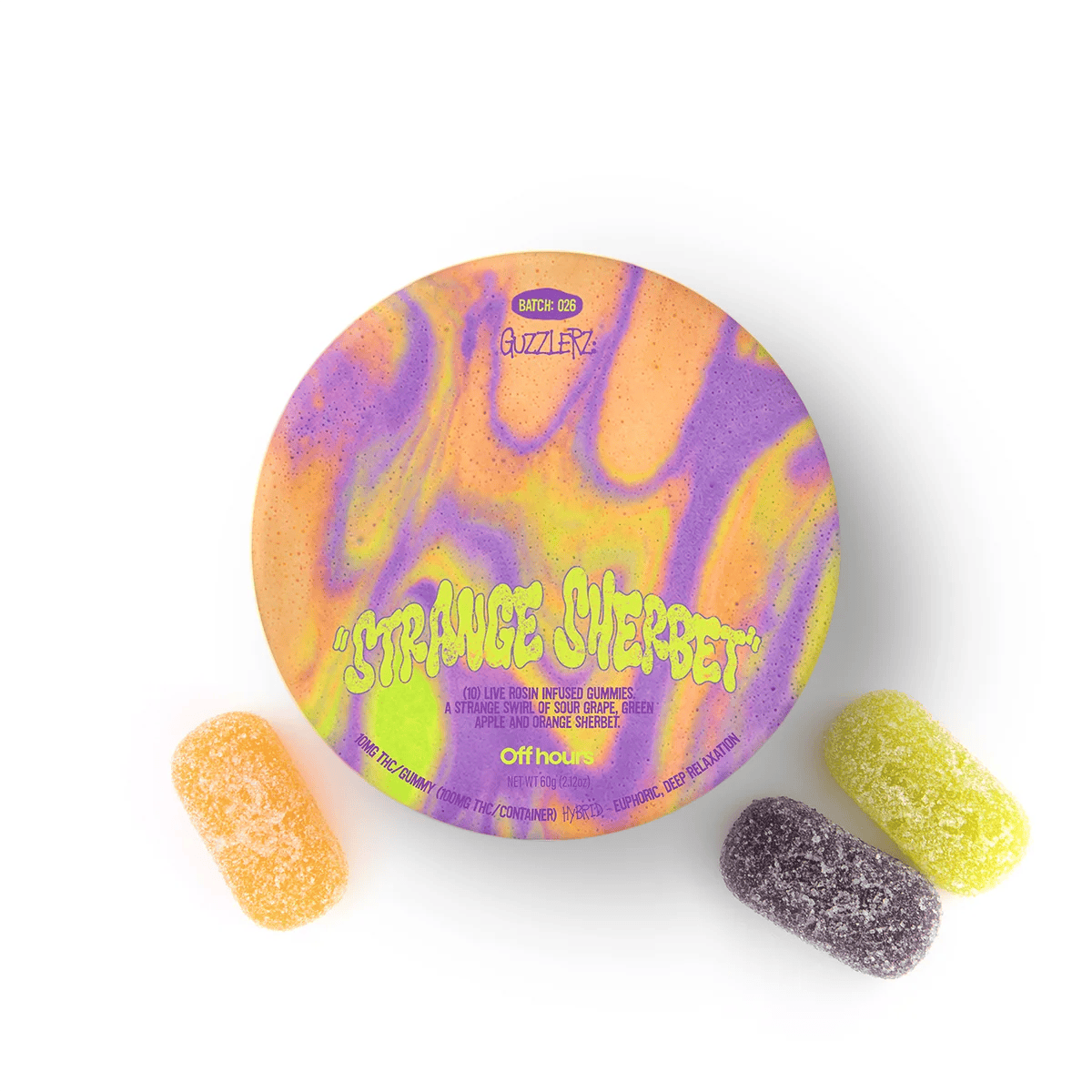 Off Hours Edible Gummies Guzzlers Strange Sherbert Live Rosin