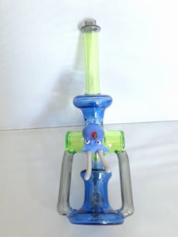 Handmade Tentacool Dab Rig | Blue & Green